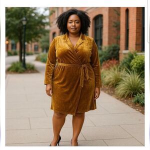 Club London mustard/ gold vintage tunic short wrap dress size 28